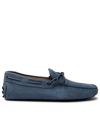 Tod's Streamlined Leather Moccasin Loafers With Pebble Outsole In Blue