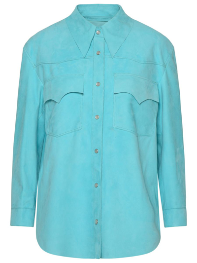 Salvatore Santoro Camicia In Suede Azzurra In Blue