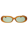 Linda Farrow X Rowen Rose Cara Oval Framed Sunglasses In 12 Honey Yellow Gold Green