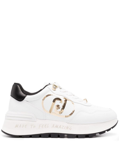 Liu •jo Logo-embellished Lace-up Sneakers In White