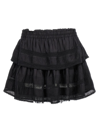 Loveshackfancy Ruffle Mini Skirt In Black