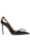 Mach&mach 110 Triple Heart Pumps In Patent Leather In Black