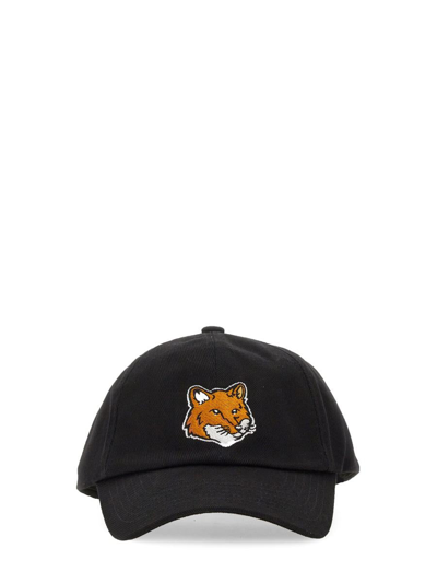 Maison Kitsuné Fox Head Baseball Hat In Black