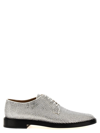 Maison Margiela Lace-up Shoes With Embellished Design And Textured Finish In Silver