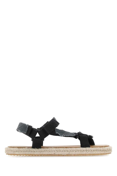 Maison Margiela Textured Fabric Strappy Trek Sandals In Black