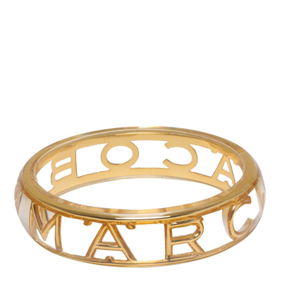 Marc Jacobs Monogram Logo Bangle In Clear/gold