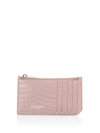 Saint Laurent Stamped Leather Card Case In Light Pink
