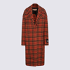 MARNI MARNI ORANGE, RED AND BLACK WOOL COAT