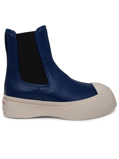 Marni 'pablo' Blue Nappa Leather Ankle Boots