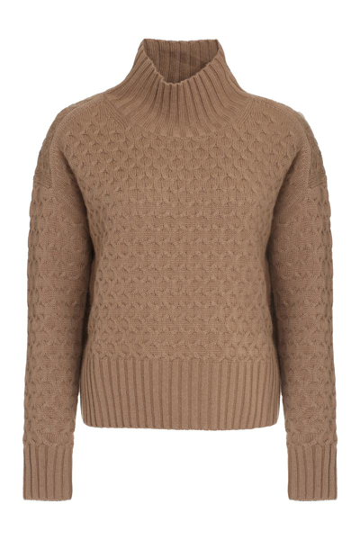Max Mara Studio Valdese - Wool And Cashmere Turtleneck Sweater In Camel