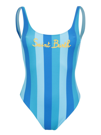 Mc2 Saint Barth Blue Striped One-piece Swimming Suit