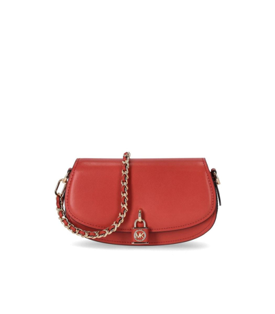 Michael Kors Mila Small Leather Shoulder Bag In Orange