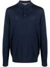 Michael Kors Long-sleeve Merino Polo Shirt In Blue