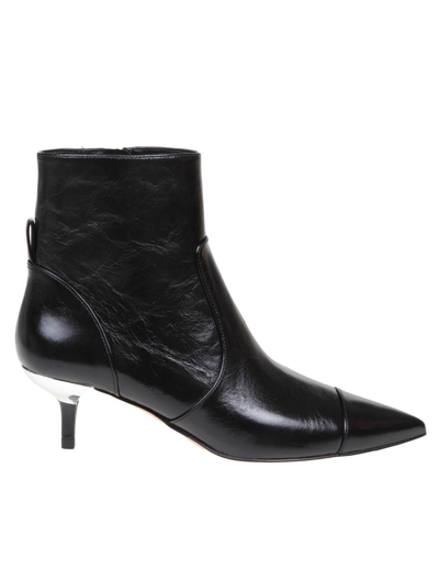 Michael Kors Leather Ankle Boot In Black