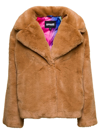 APPARIS 'MILLY' BROWN JACKET WITH REVERS COLLAR IN ECO FUR WOMAN