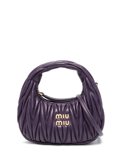 Miu Miu Mini Wander Matelassé-effect Shoulder Bag In Viola