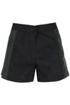 Moncler Black Shorts With Embossed Logo In Black