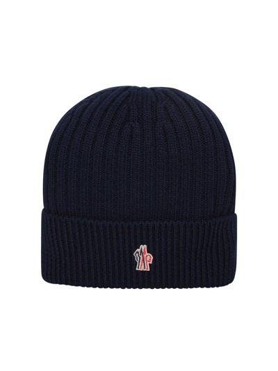Moncler Grenoble Logo Embroidered Beanie In Blue