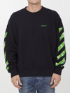 Off-white Diag-stripe Cotton Sweatshirt In Black