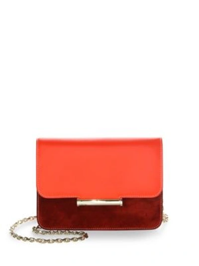Jason Wu Diane Color Block Leather And Suede Crossbody In Red Multi/gold