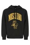 Moschino Varsity Bulldog Drawstring Hoodie In Black