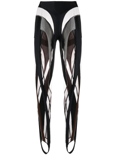 Mugler Spiral Panelled Leggings In Black