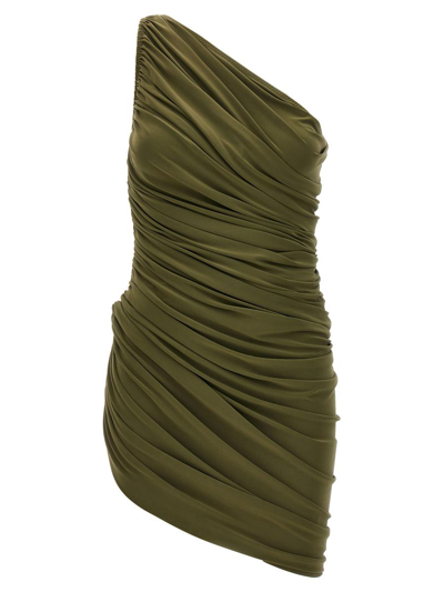 Norma Kamali Diana Asymmetric Mini Dress In Green
