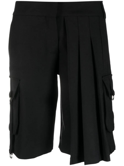 Off-white Black Shorts With Pleated Design In Multi-colored