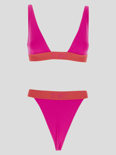 Off-white Condenced Two-tone Bikini In Red