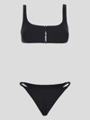 Off-white Zipped Logo-print Bikini In Black
