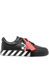 Off-white Black Leather Low Vulcanized Sneakers In Black