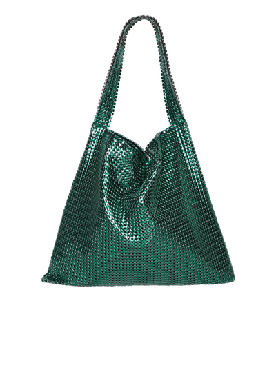 Paco Rabanne Pixel Metallic-mesh Tote Bag In Green