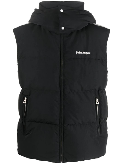 Palm Angels Logo-embroidered Puffer Gilet In Black