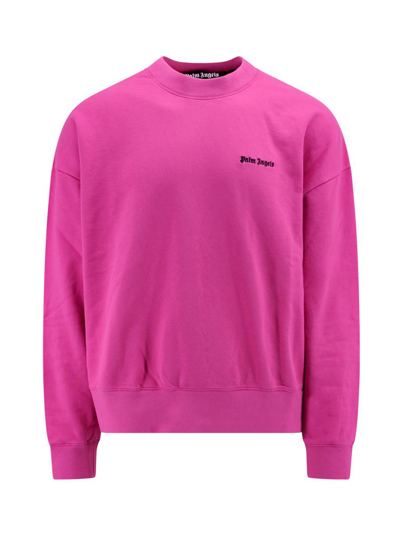 Palm Angels Logo-embroidered Cotton Sweatshirt In Pink