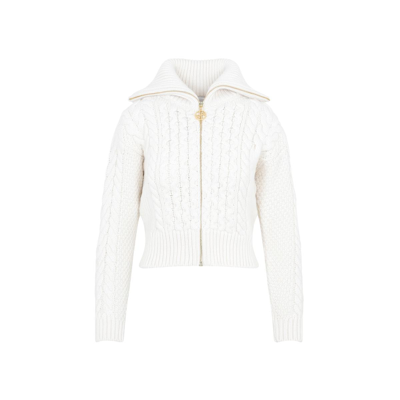 Marc Jacobs Patou Cable Knit Zipped Blouson Sweater In Lipstick Pink