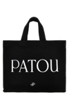 Patou Small Logo-printed Top Handle Bag In Black