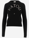 Patou Wool Sweater With Logo In Nero