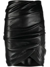 Philosophy Di Lorenzo Serafini Draped Faux-leather Miniskirt In Black