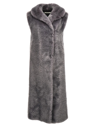 Philosophy Di Lorenzo Serafini Faux Fur Long Vest In Grey