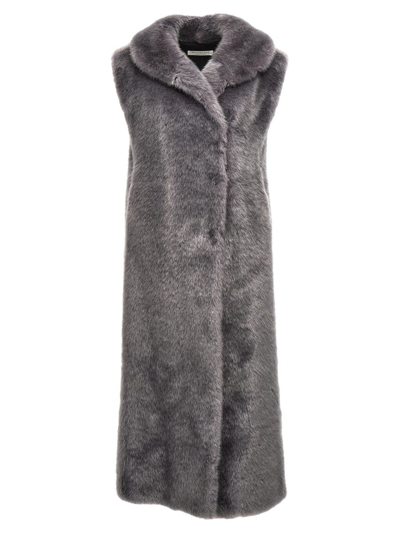 Philosophy Di Lorenzo Serafini Faux Fur Long Vest In Grigio