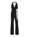 Pinko Ramificazione Contrast-bow Sleeveless Flared Jumpsuit In Black
