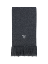 Prada Cashmere Logo Scarf In Ardesia