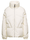 KHRISJOY 'MOON' WHITE QUILTED HIGH-NECK DOWN JACKET WITH LOGO DETAIL IN NYLON WOMAN