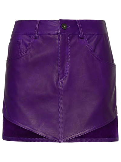Salvatore Santoro Purple Leather Miniskirt