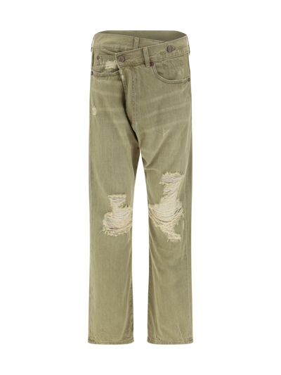 R13 Distressed Crossover Straight-leg Jeans In Green