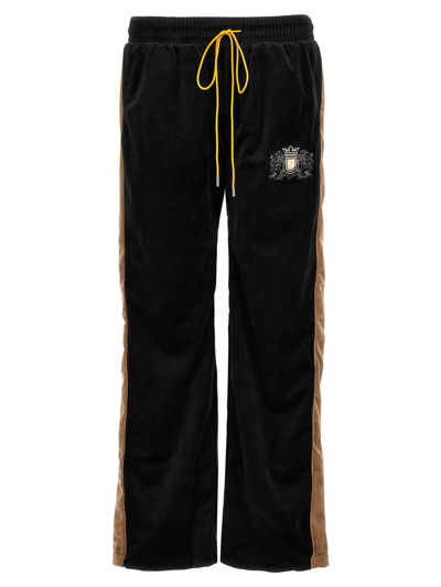 Rhude Men's Velvet Crest Side-stripe Track Pants In Multicolor