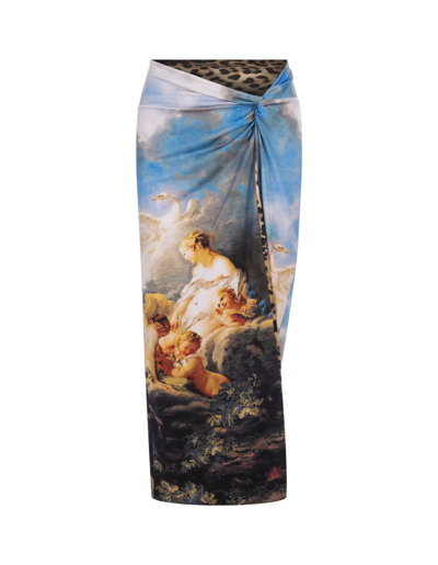 Roberto Cavalli Womens Multicolour Graphic-print Mid-rise Stretch-woven Skirt