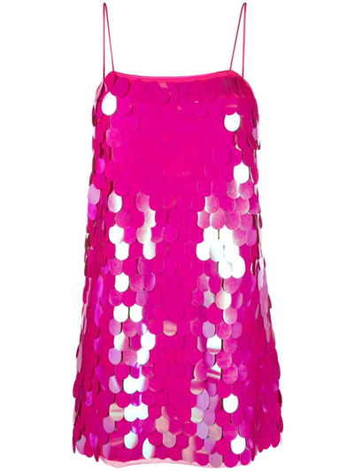 Rotate Birger Christensen Short Sleeveless Dress With Sequins In Pink &amp; Purple