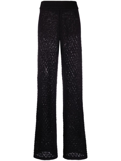 Rotate Birger Christensen Structured Knit Tapered Pants In Black