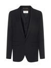 Saint Laurent Womans Black Gabardine Single-breasted Blazer In Black